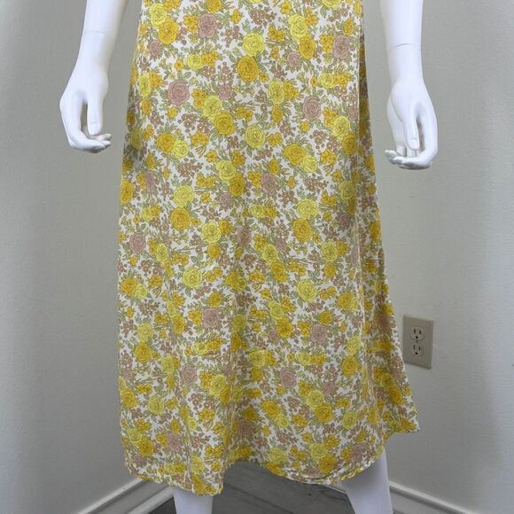 Faithfull The Brand Juniper Women Size 6 Yellow Floral Garden Midi NEW Dress - Picture 8 of 16